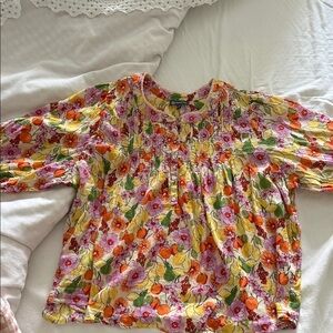 Democracy cotton voile citrus print blouse